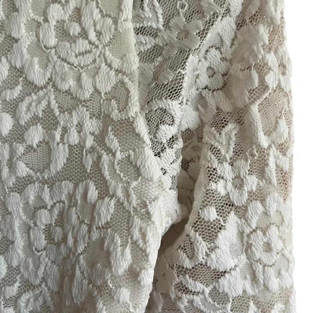 VTG Abercrombie & Fitch Y2K Lace Lg Sleeve Cream Top Criss Cross Back Crop Sz M‎
